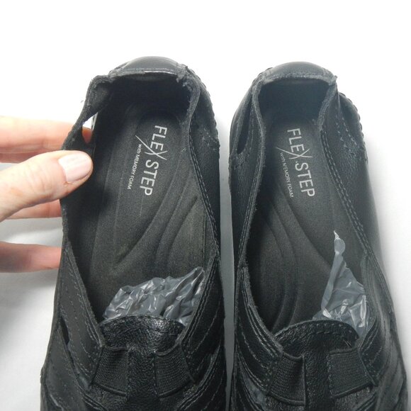 Flex Step Sandal Fisherman Mary Jane Memory Foam Sandals Black EUC PU Leather 8W - Picture 4 of 7
